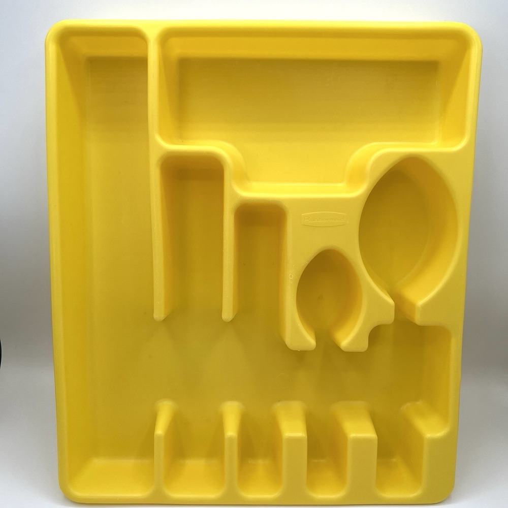 Rubbermaid Drawer Organizer‎ Silverware Flatware Utensil Tray Sunny Yellow Vtg